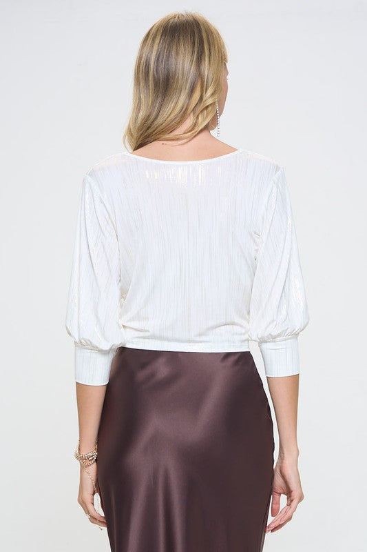 Twist Front Top with Gold Foil Detail-3