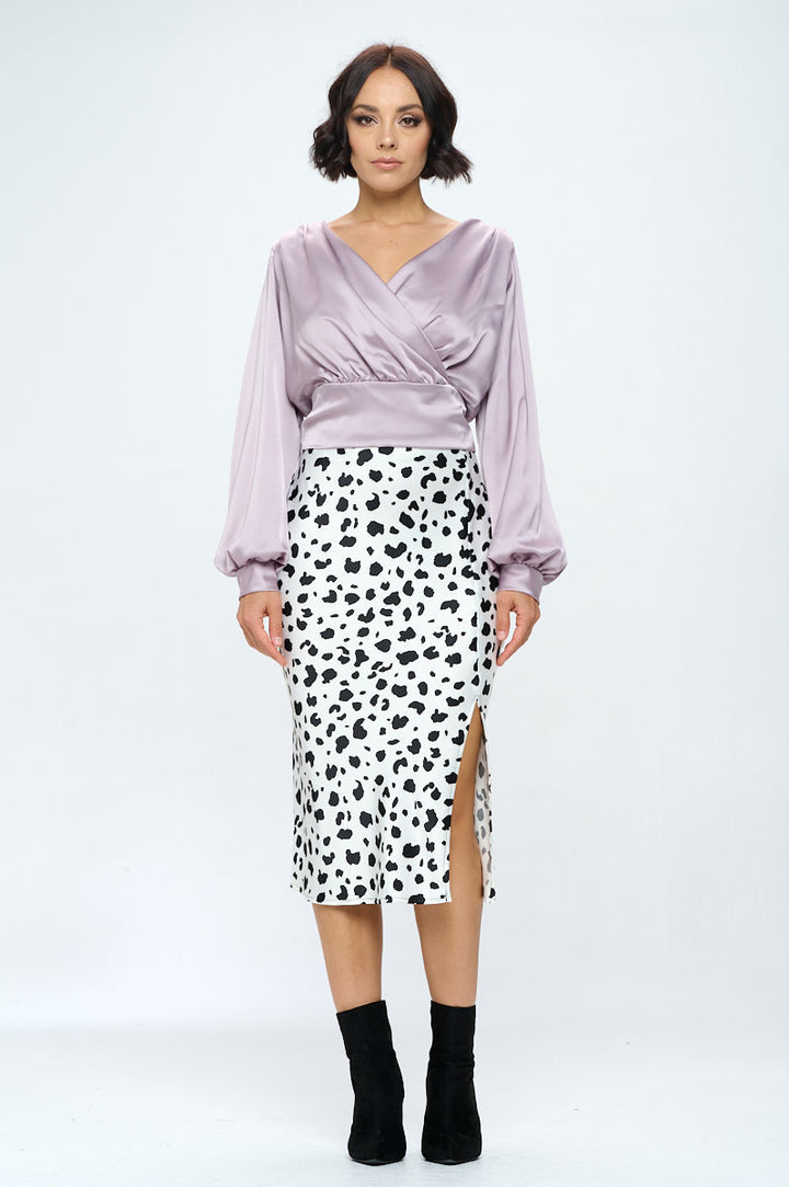 Satin Leopard Print Midi Skirt with Slit-4