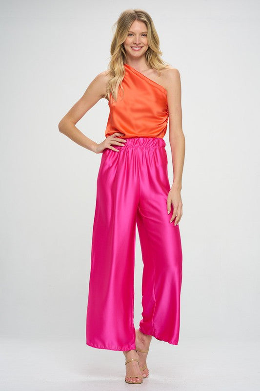 Silky Satin One Shoulder Ruched Top-4