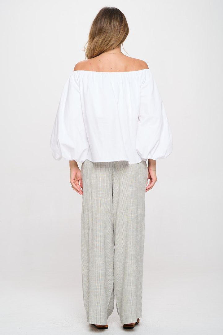 Heavy Cotton Poplin Versatile Top with Puff Sleeve-4