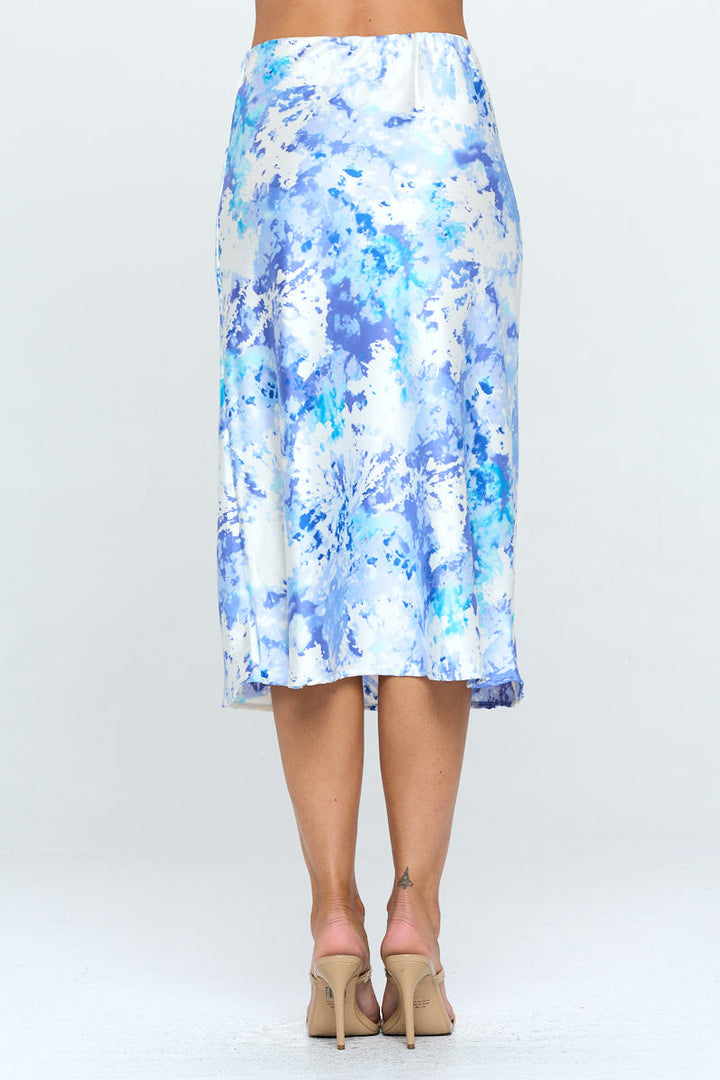 Tie Dye Satin Midi Skirt-3
