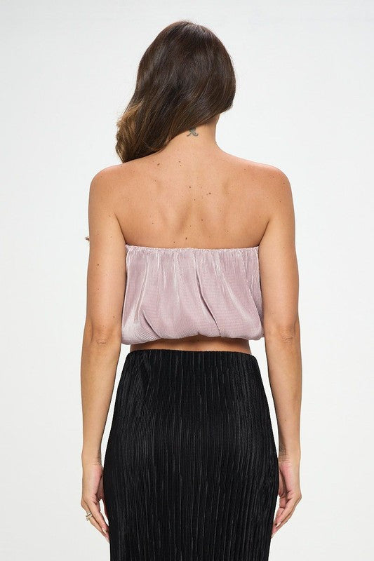 Vibrant Plisse Tube Crop Top-3