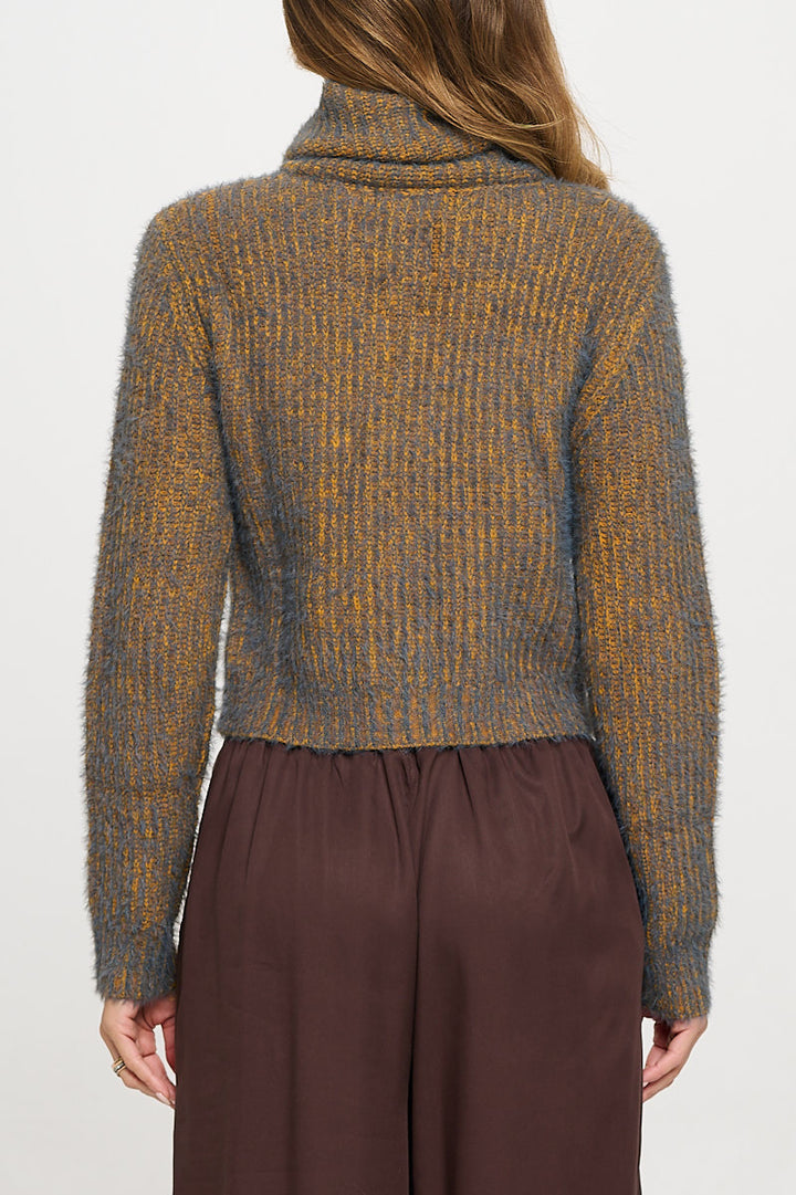 Knit Long Sleeve Collard Cardigan with Buttons-3