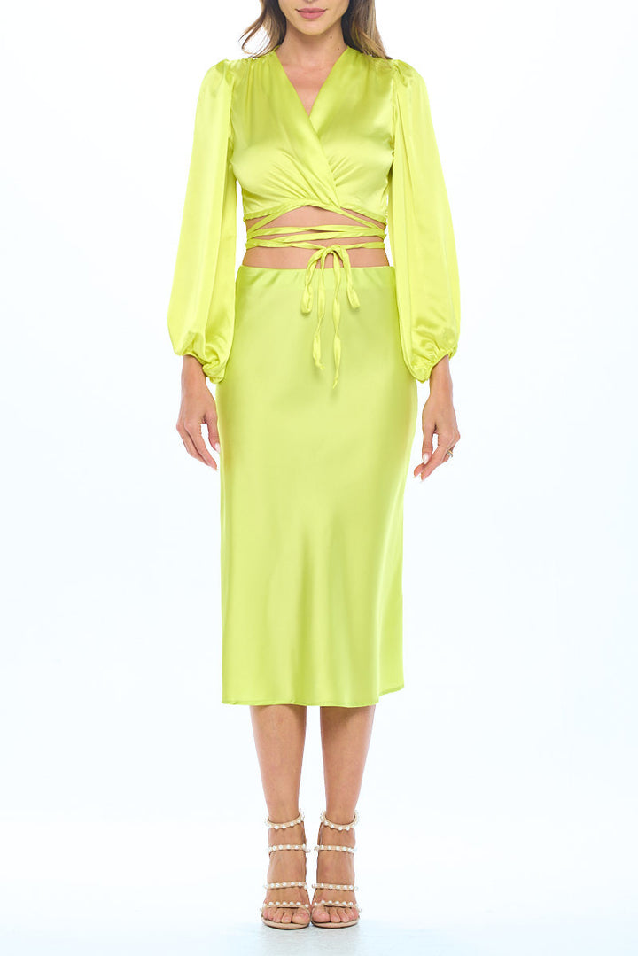 Silky Satin Wrap Crop Top with Tie-3