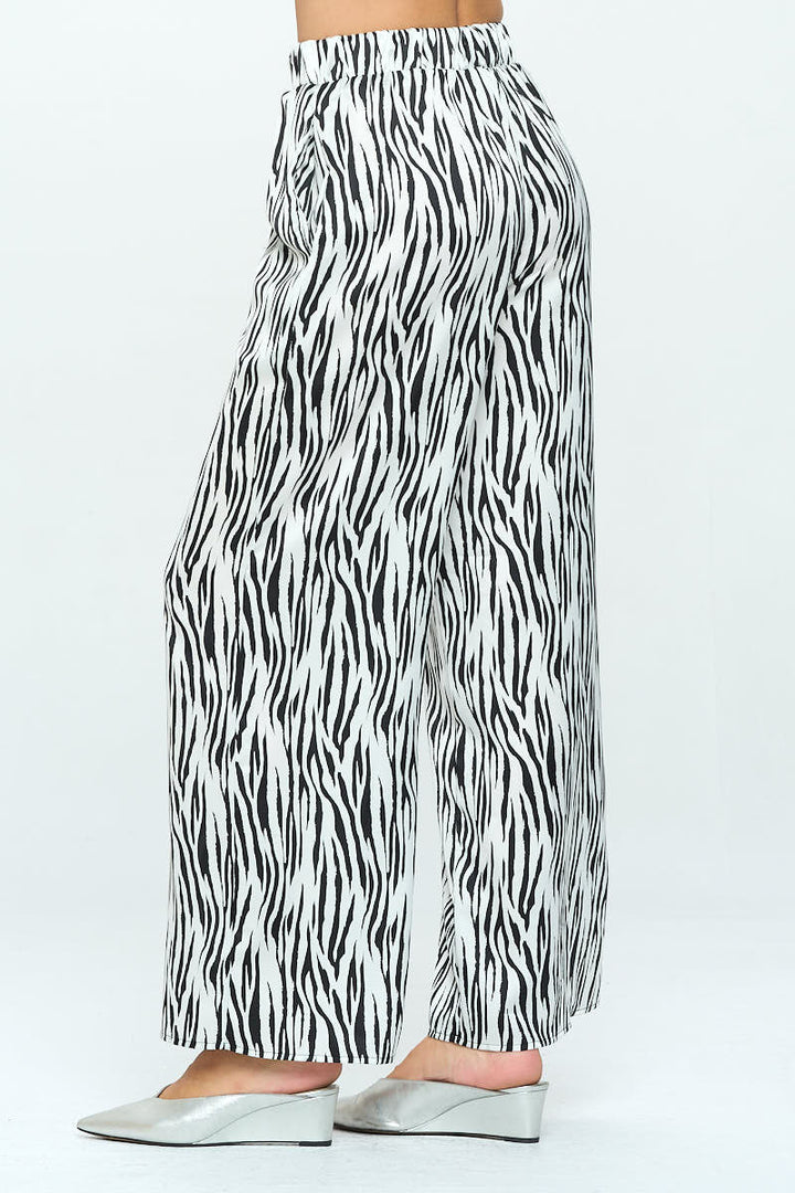 Satin Stretch Zebra Print Pants with Pockets-2