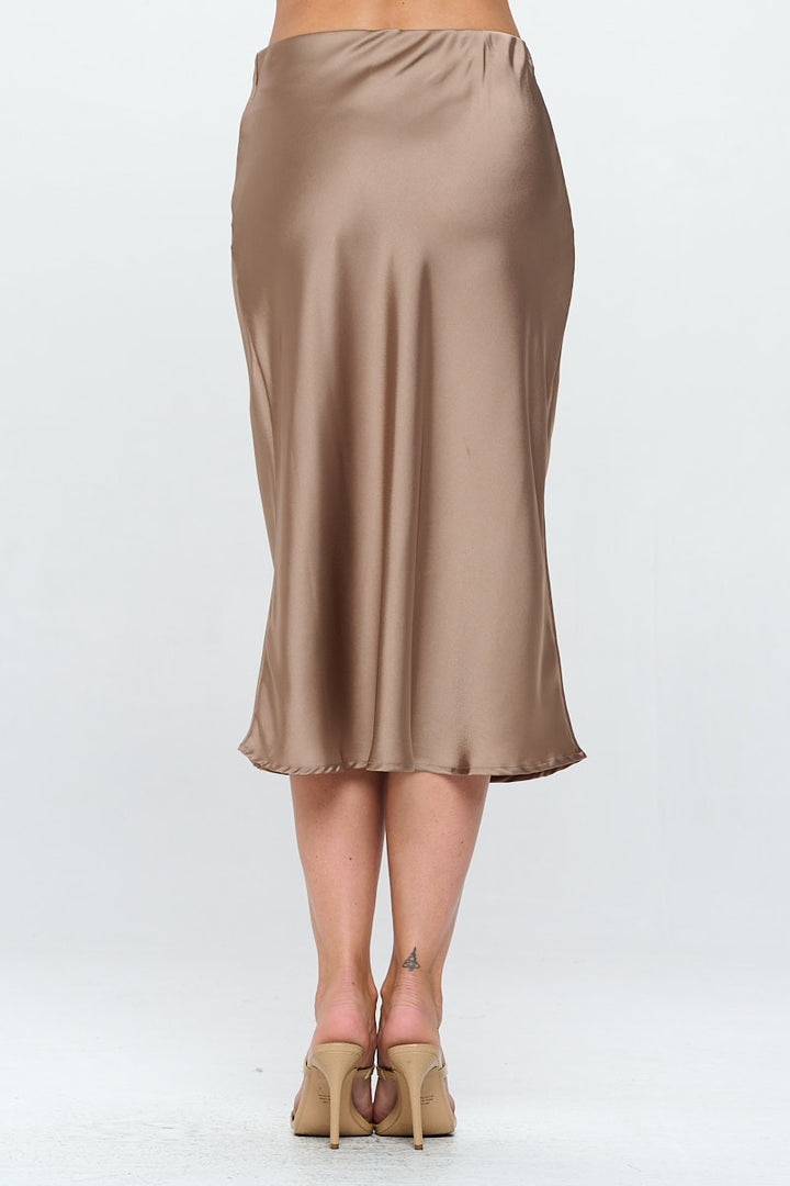 Solid Satin Midi Skirt-3