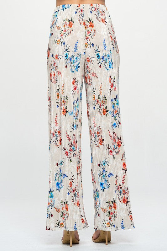 Print Plisse Straight Pants-2