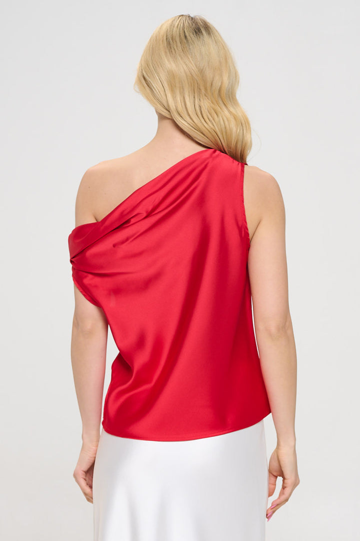 Dropped Shoulder Long Sleeve Satin Top-3