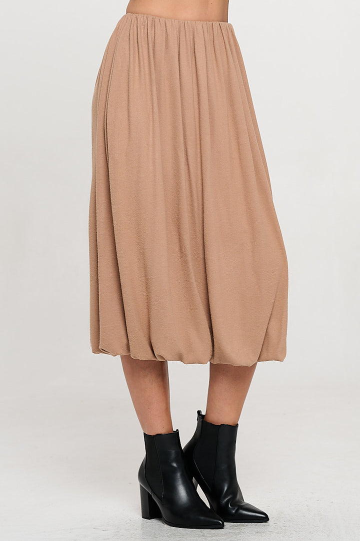 Knit Balloon Style Midi Skirt with Pockets-1