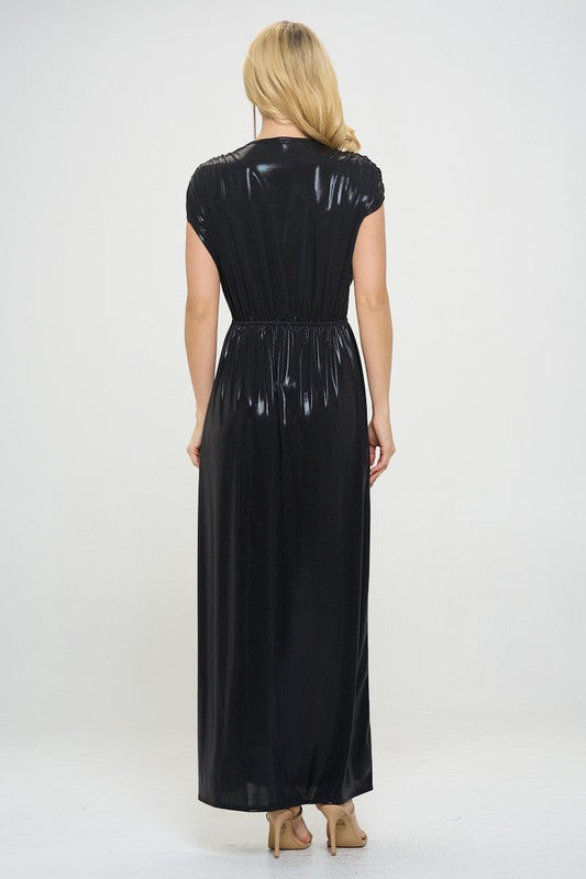 Sleeveless Metallic Maxi Dress-4