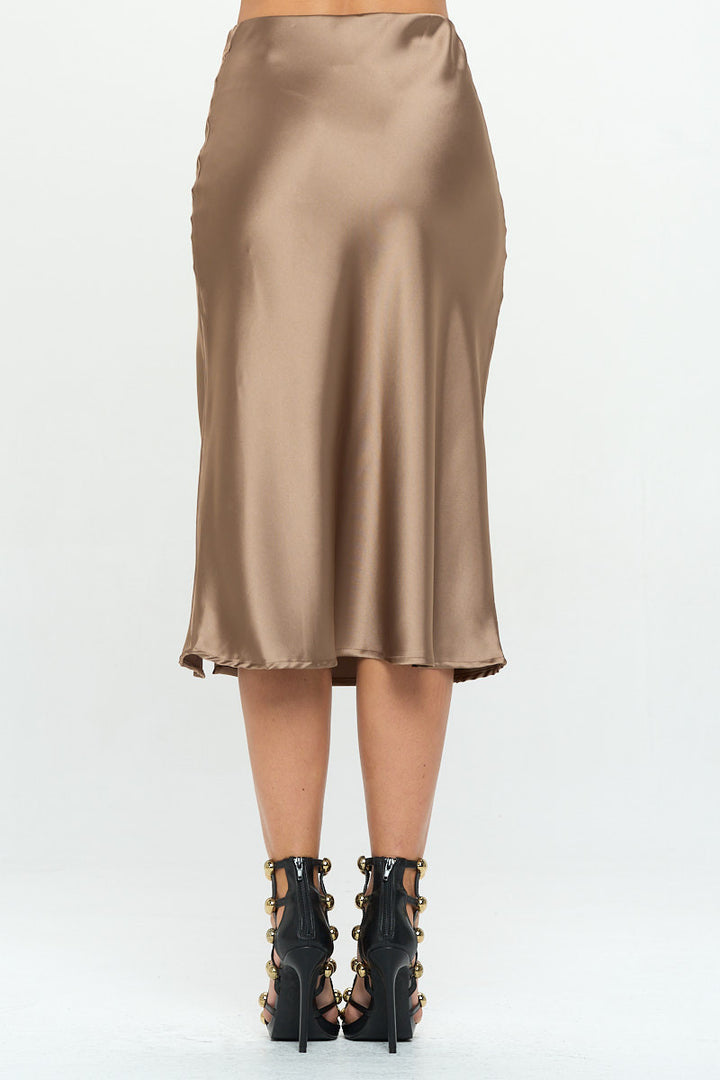 Solid Stretch Satin Midi Skirt with Slit-4