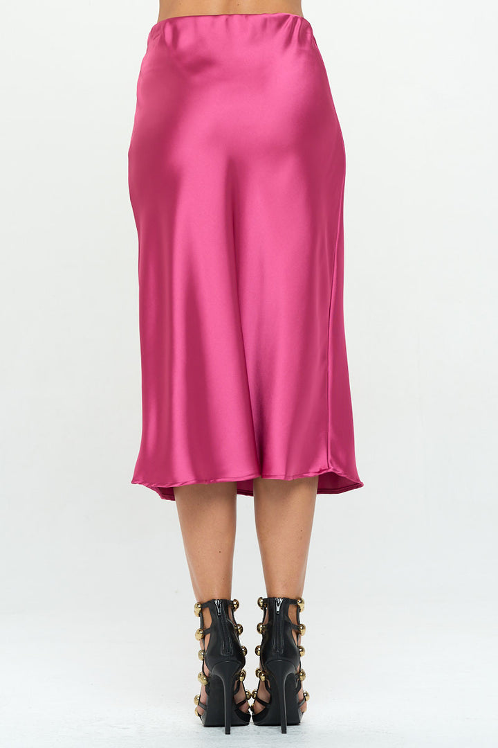 Solid Stretch Satin Midi Skirt-3