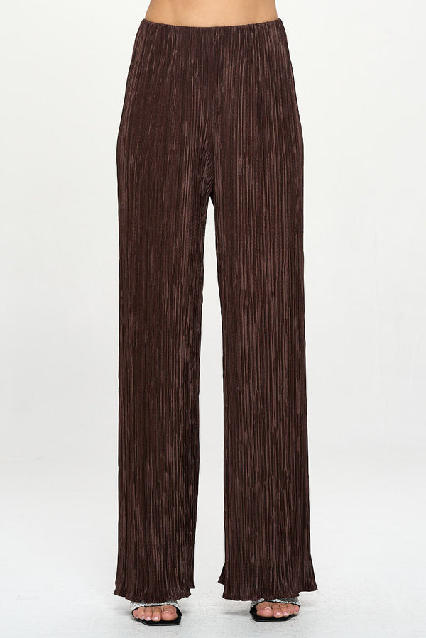 Vibrant Plisse Lined Straight Pants-0