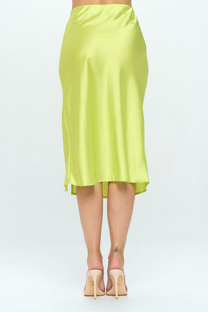 Solid Satin Midi Skirt with Slit-3