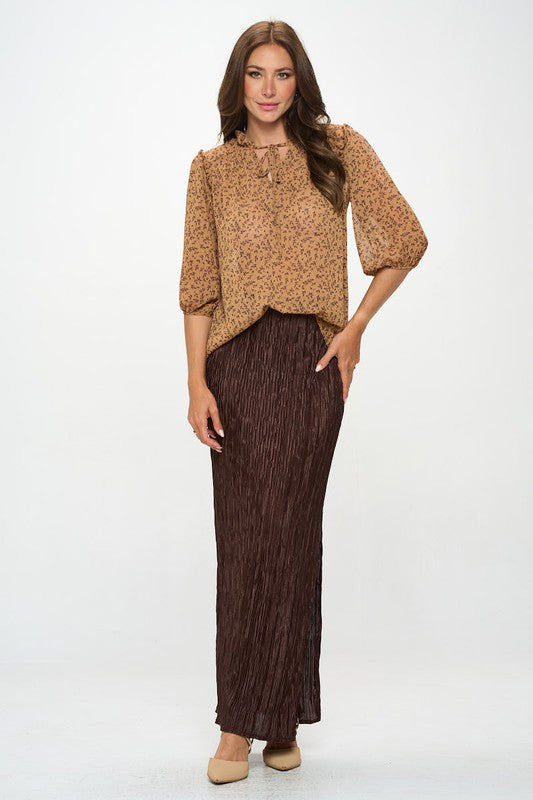 Floral Print Semi Sheer Top with Tie-4