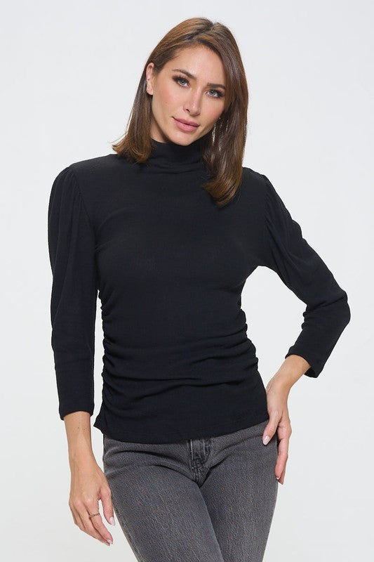 Knit Long Sleeve Turtleneck Top-1