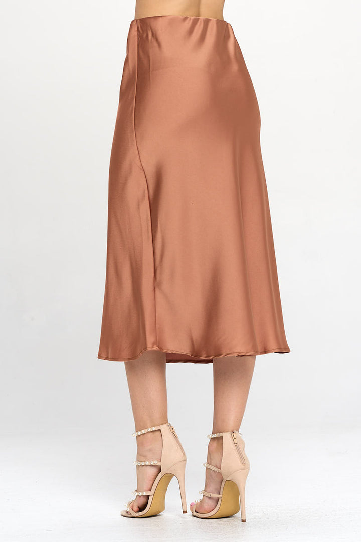 Solid Satin Midi Skirt-2