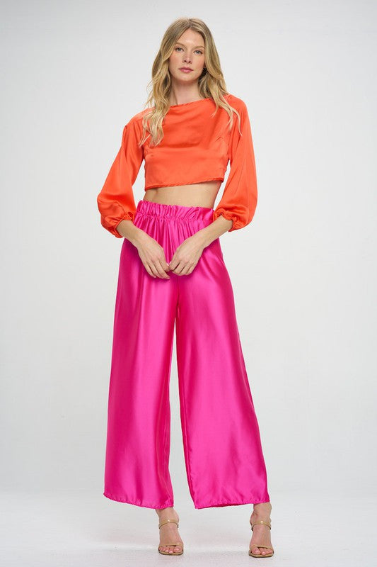 Stretch Satin Crop Top with Open Back-4