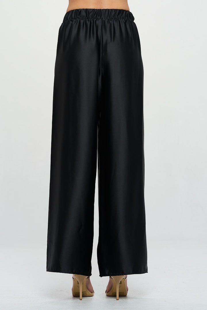 Stretch Satin Pants w/ Elastic Waist-2