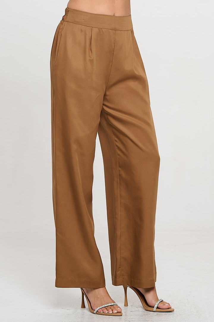 Tencel Solid Straight Leg Pants with Pockets-1