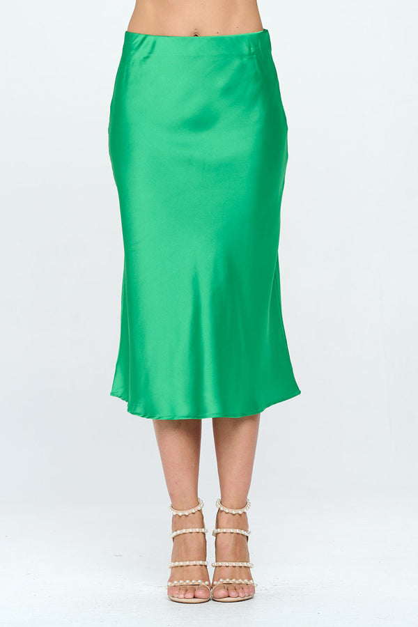 Solid Satin Midi Skirt-0