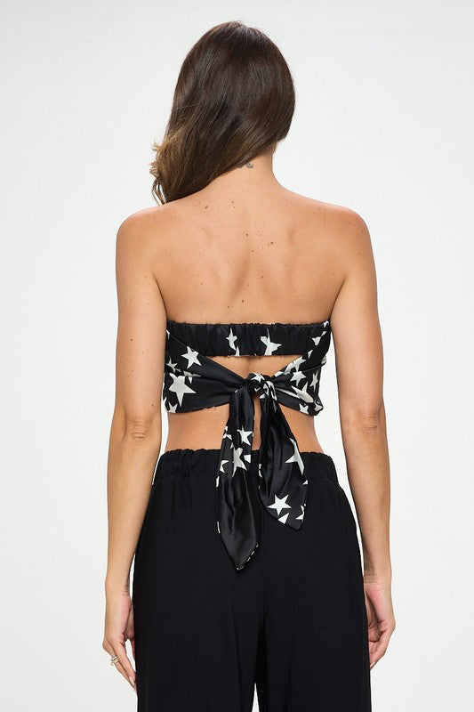 Stretch Satin Tube Top with Back Tie-3