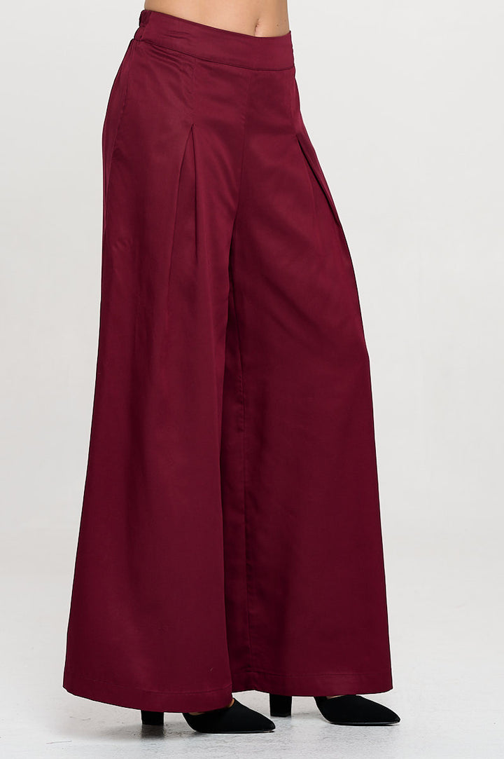 Tencel Solid Wide Leg Pants with Pockets-1