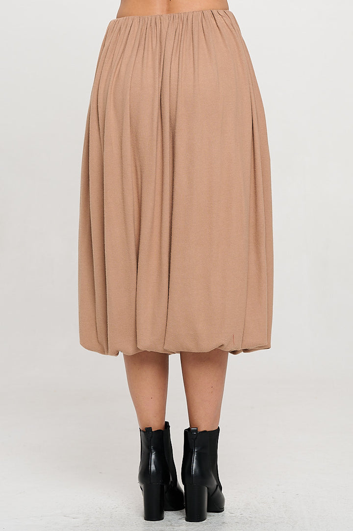 Knit Balloon Style Midi Skirt with Pockets-3