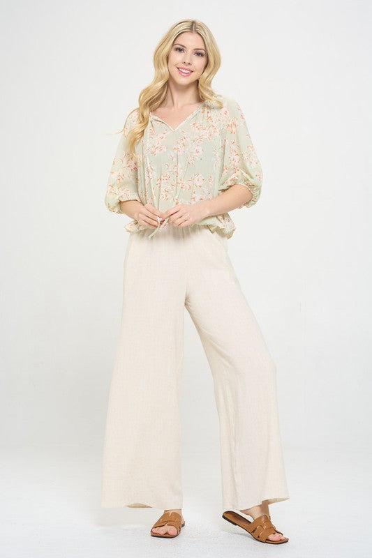 Floral Print V neck 3/4 Sleeve-4