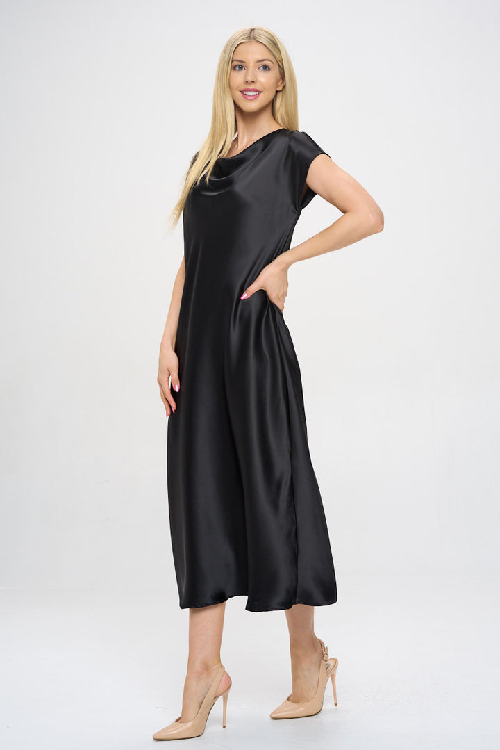 Solid Satin Cowl Neck Maxi Dress-3