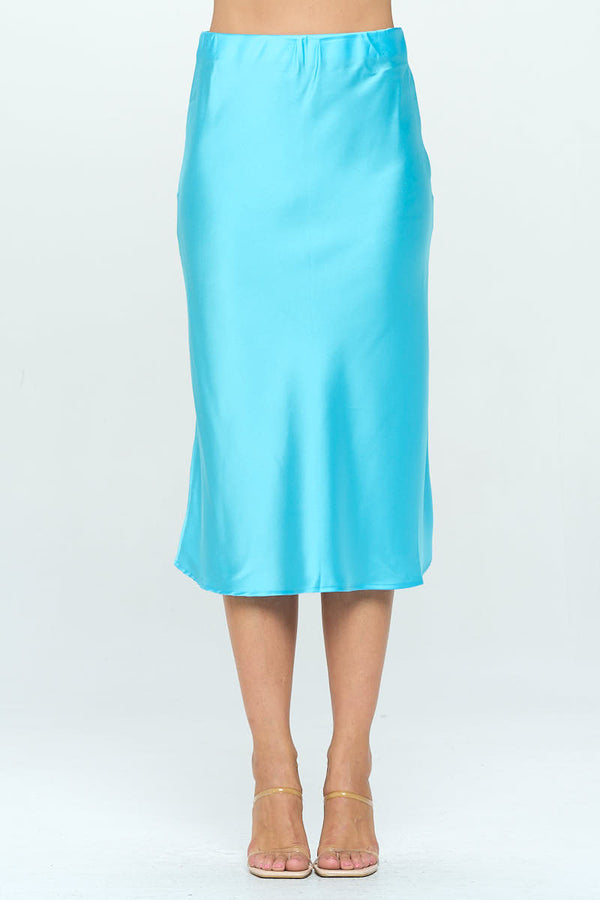 Solid Satin Midi Skirt-0