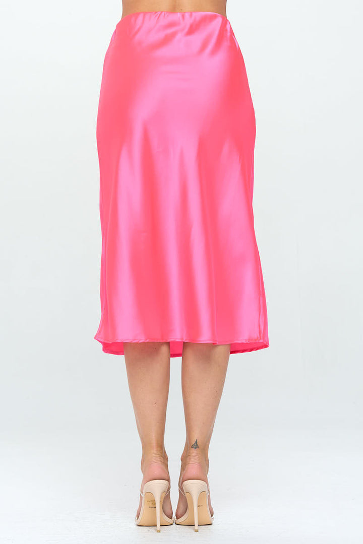 Solid Satin Midi Skirt-3