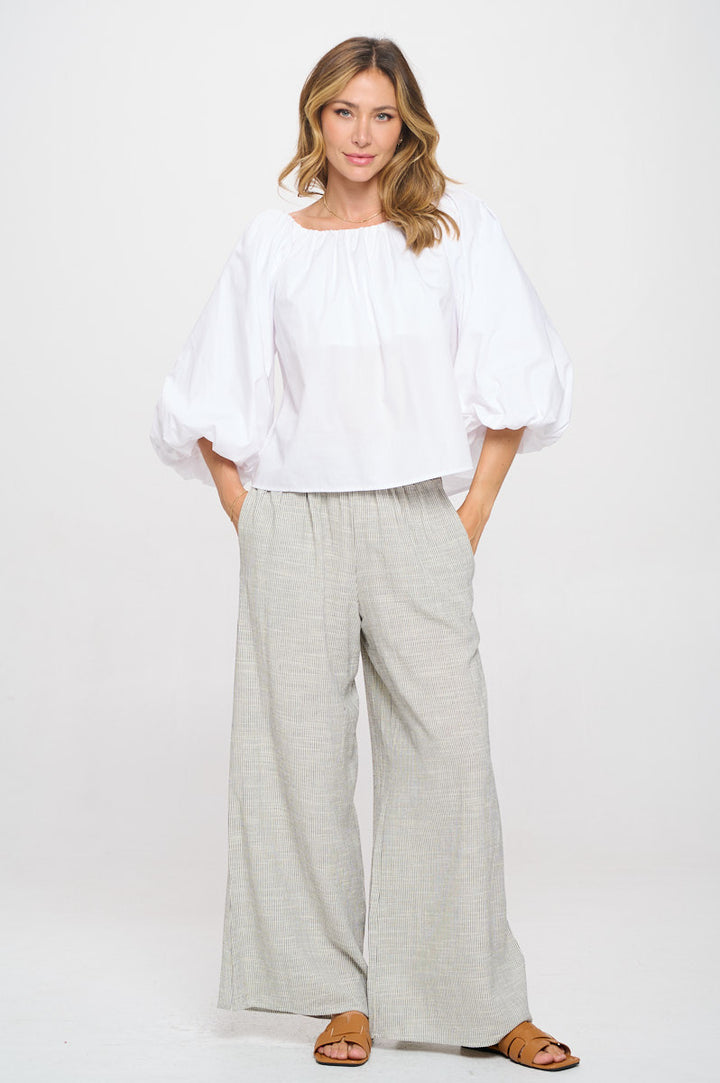 Heavy Cotton Poplin Versatile Top with Puff Sleeve-2