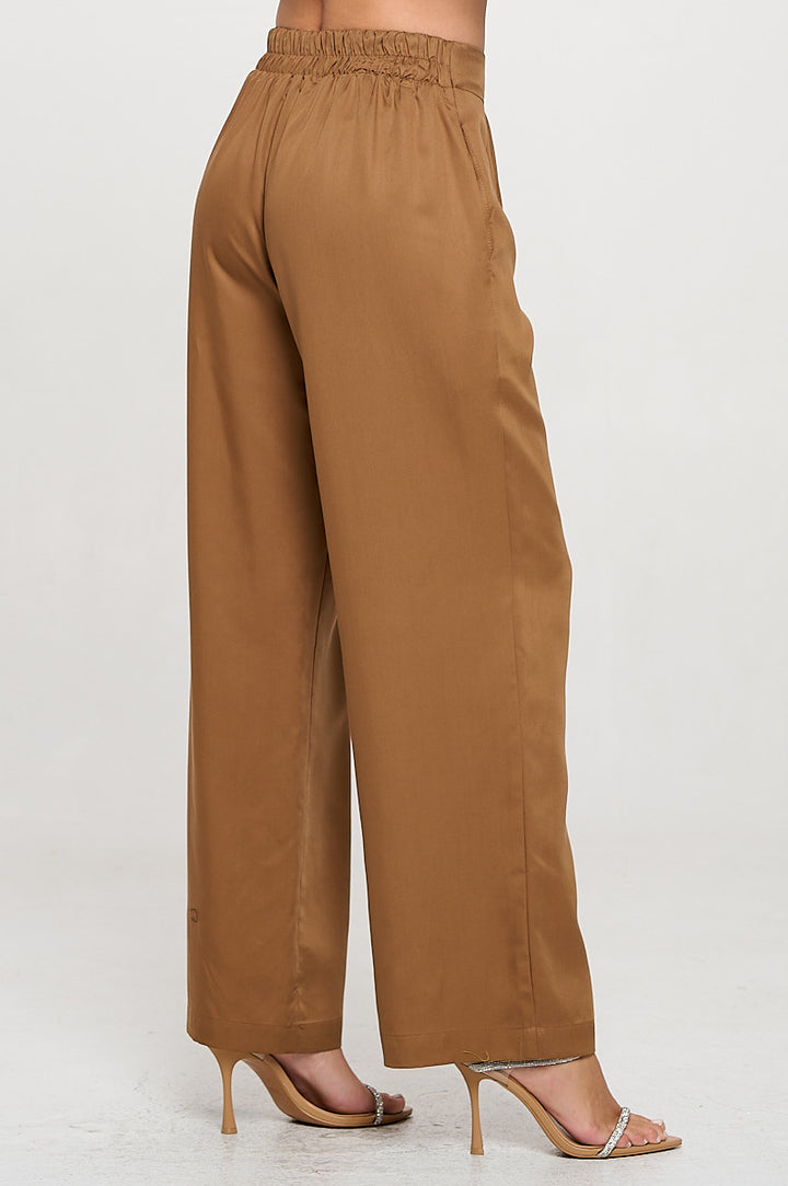 Tencel Solid Straight Leg Pants with Pockets-3