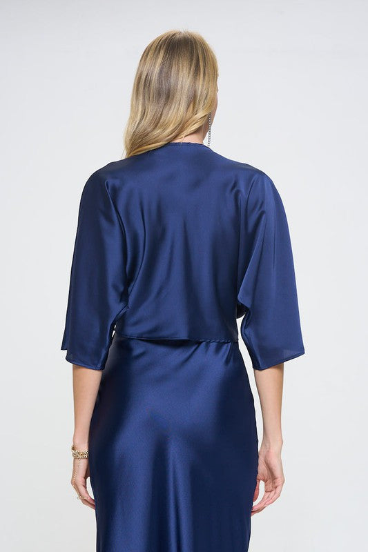 Satin Vibrant Short Sleeve Top with Front Twist-3
