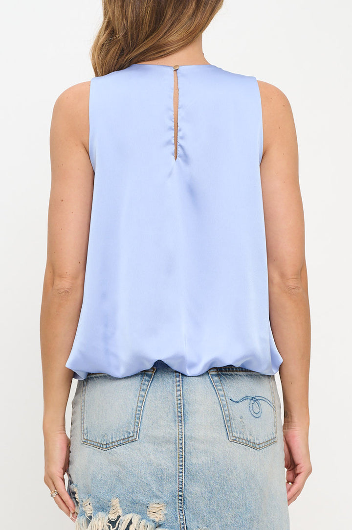 Satin Sleeveless Top with Bubble Hem and Back Keyhole-3