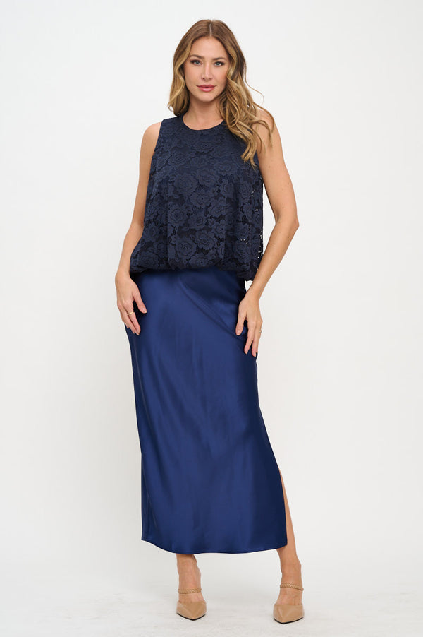Lace Sleeveless Top with Lining and Back Keyhole-5
