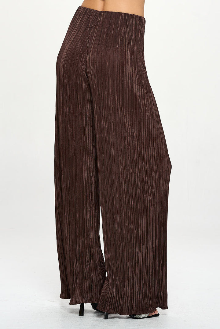 Vibrant Plisse Lined Straight Pants-1