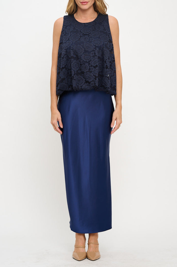 Lace Sleeveless Top with Lining and Back Keyhole-1
