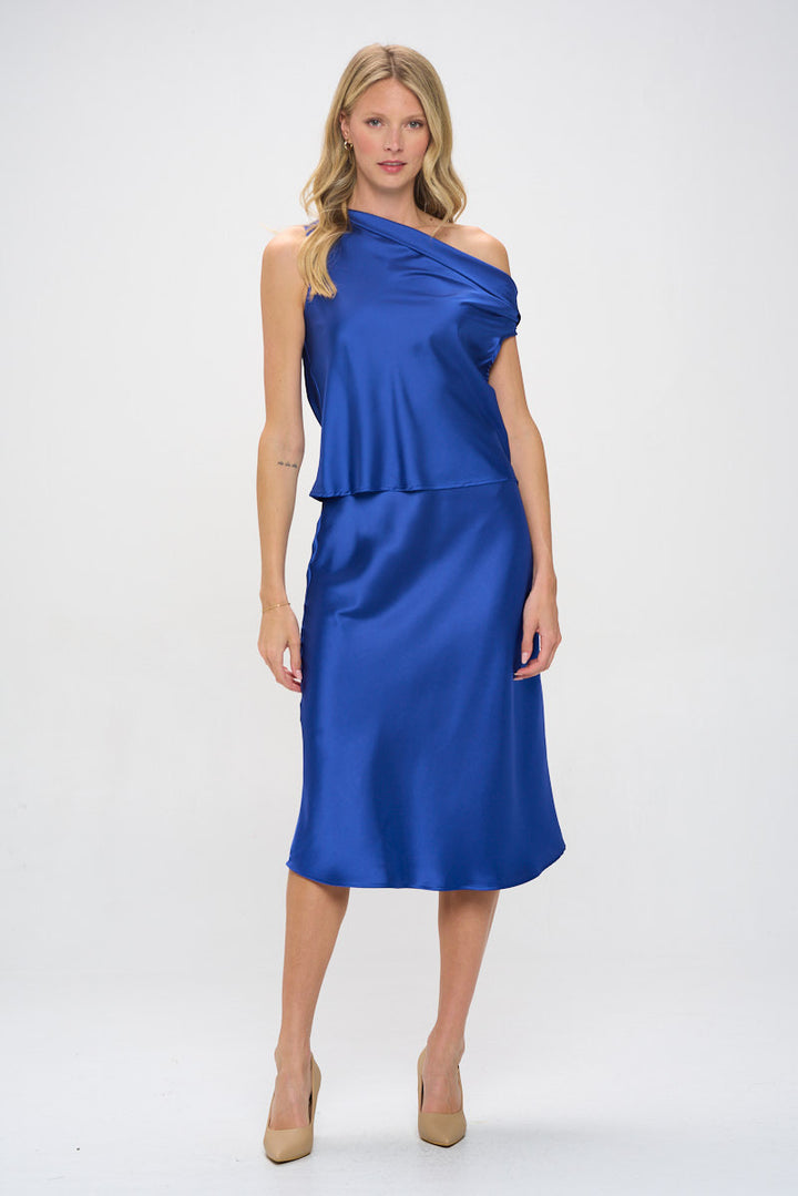 Dropped Shoulder Long Sleeve Satin Top-4