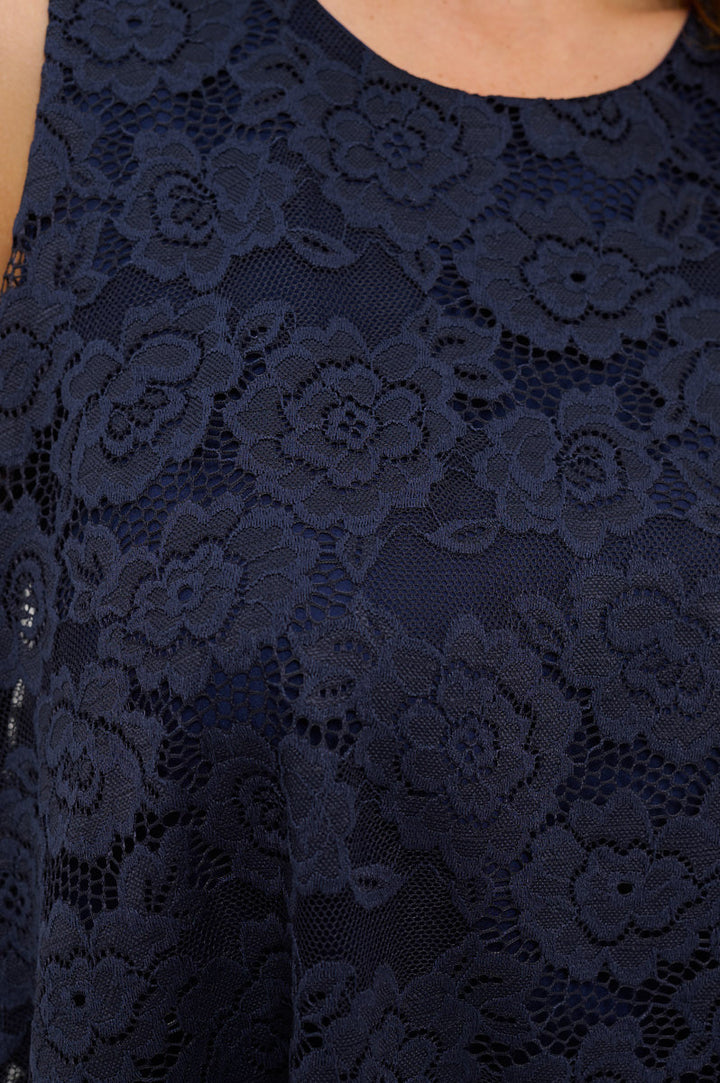 Lace Sleeveless Top with Lining and Back Keyhole-3
