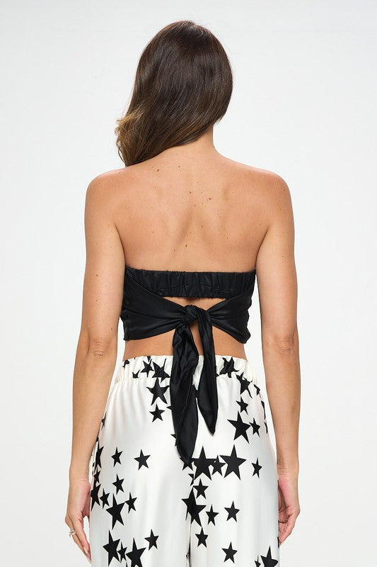 Stretch Satin Tube Top with Back Tie-2