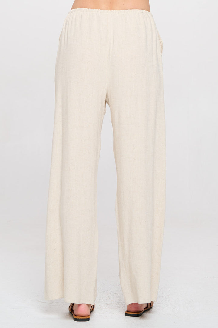 Linen Adjustable Straight Leg Pants with Pockets-3