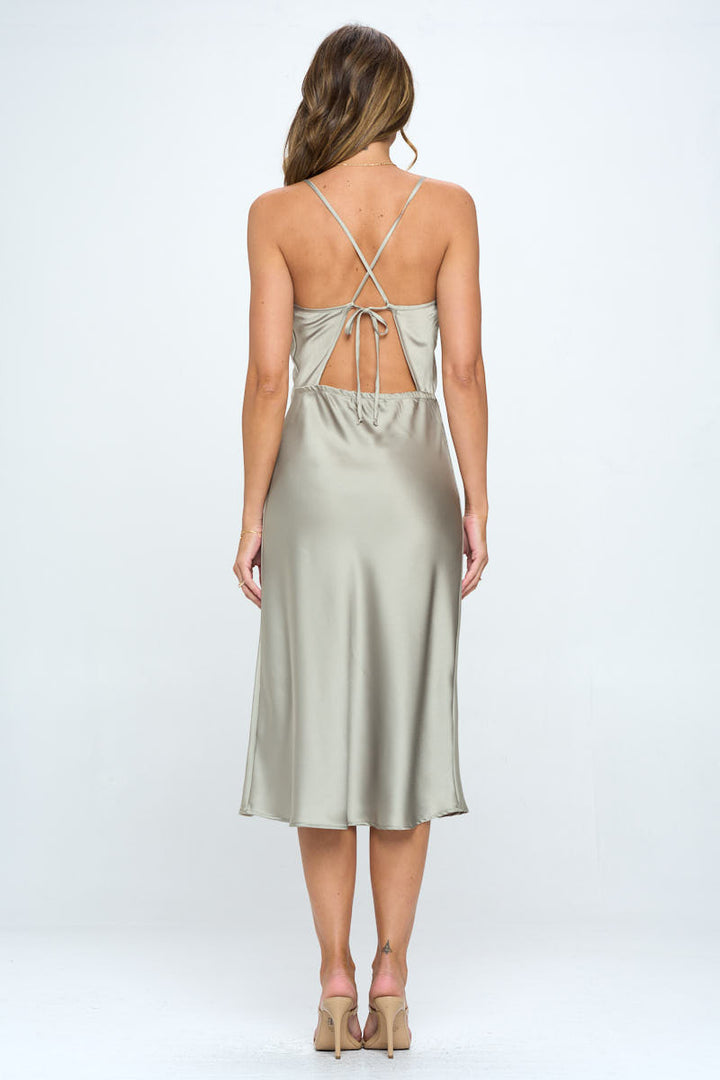 Satin Bias Midi Dress with Criss Cross Back-4