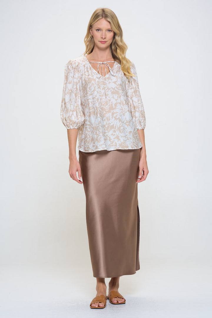 Print V neck 3/4 Sleeve-4