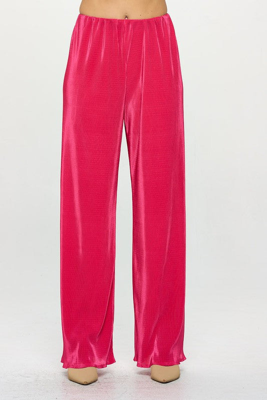 Vibrant Plisse Lined Straight Pants-0