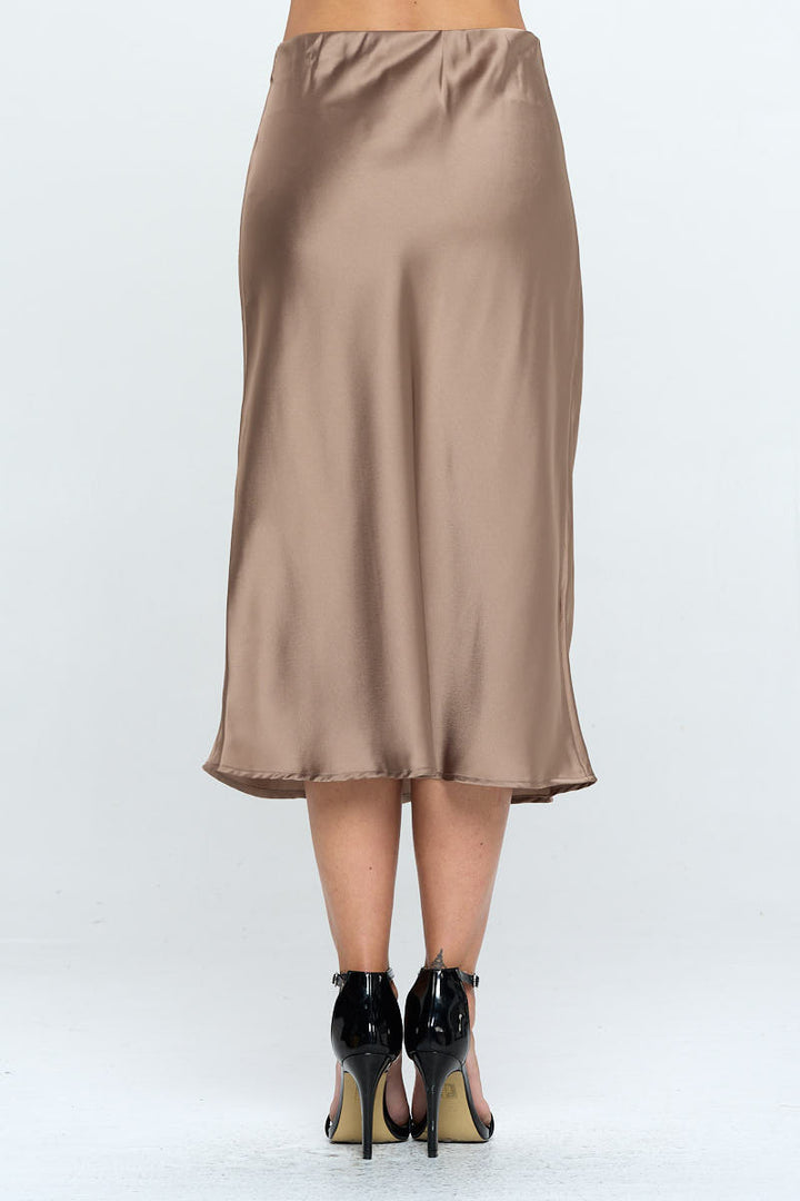 Solid Stretch Satin Midi Skirt-3