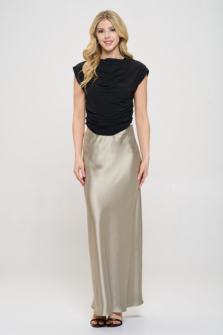 Mock neck Short Sleeve Ruched Crop Top-4