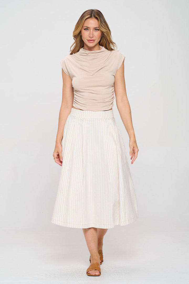 Mock neck Short Sleeve Ruched Crop Top-4