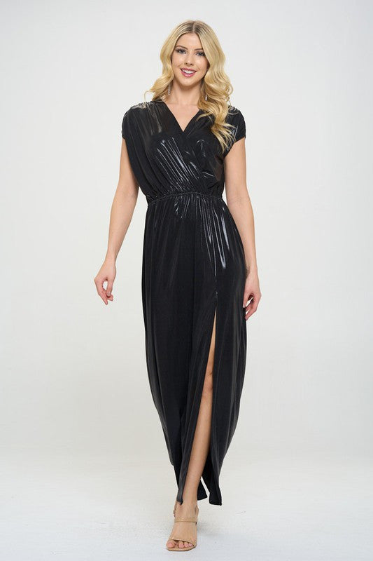 Sleeveless Metallic Maxi Dress-1